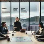 Team clarifying goals and roles in a bright norwegian office