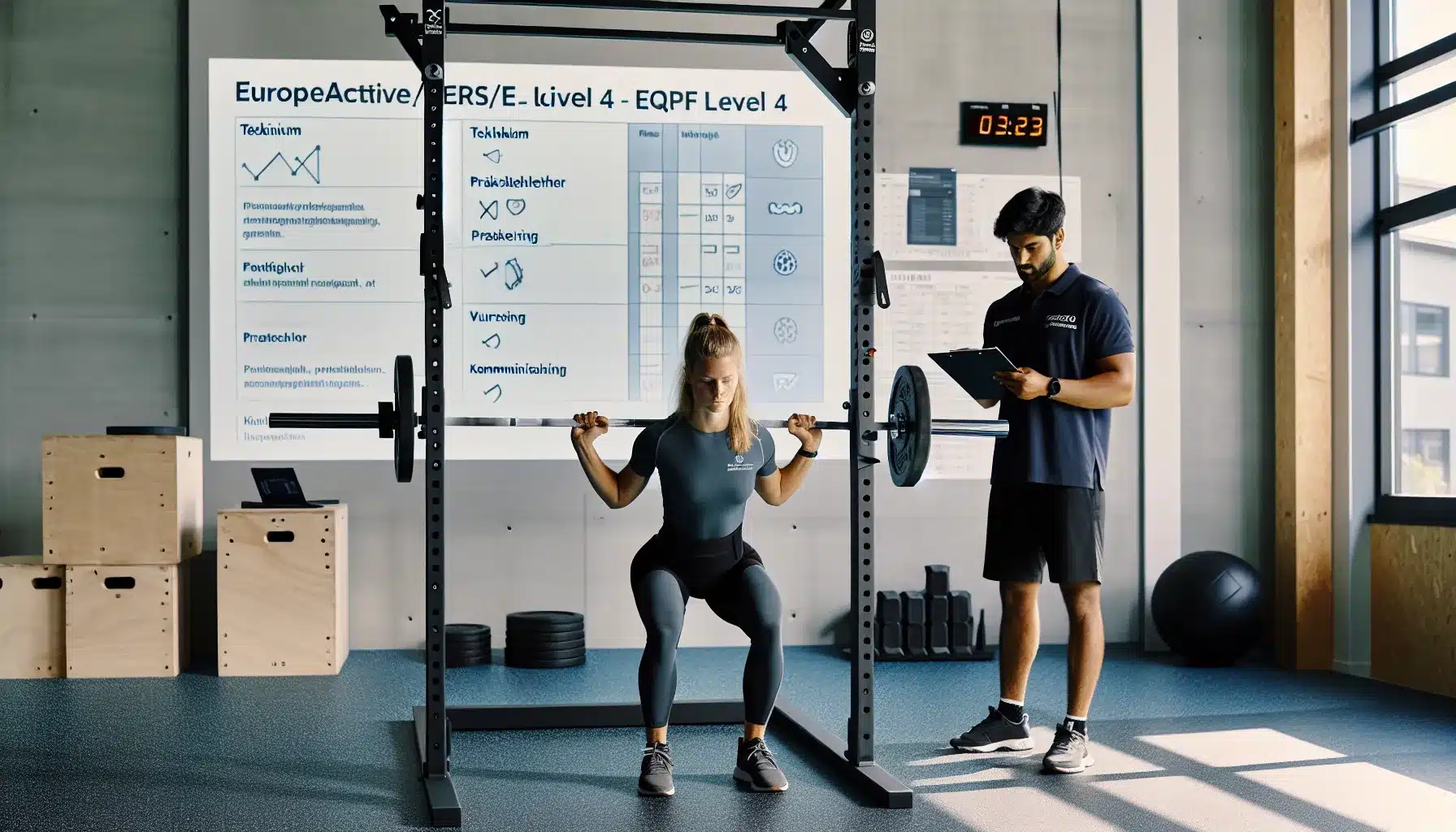 Hvordan bli en sertifisert personlig trener i norge 3 Trainee assessed during eqf level 4 personal trainer exam in norway.